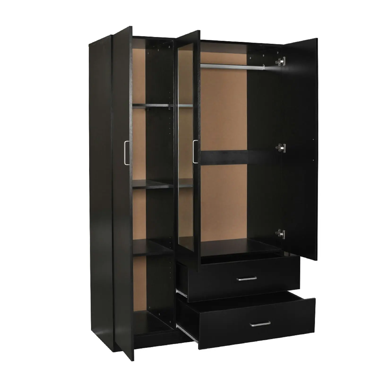 Redfern 3 Door 2 Drawer Wardrobe with Mirror -Black