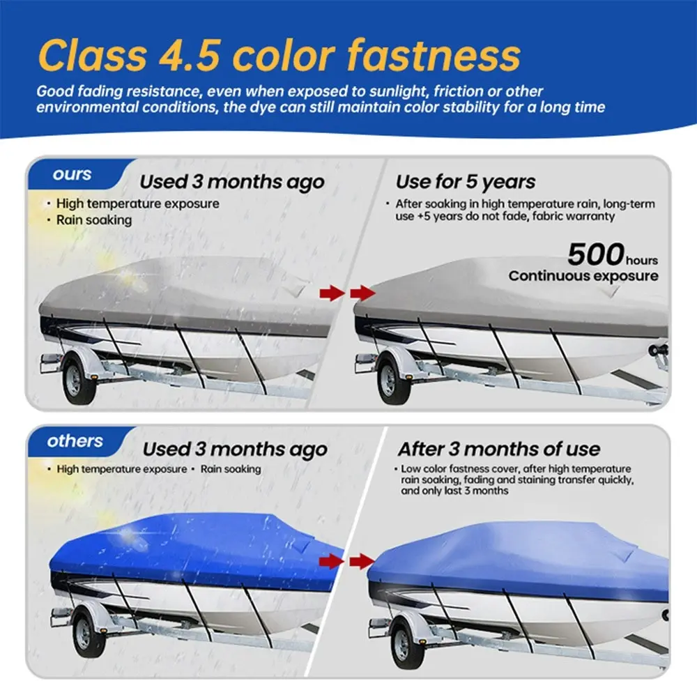 Mt Aspire 14-16FT Trailerable Boat Cover Heavy Duty Waterproof Marine Grade Protect