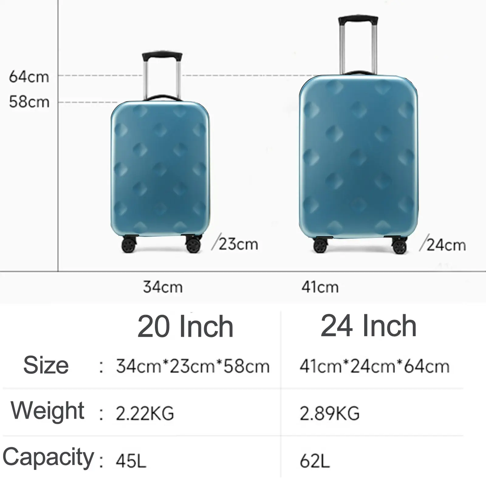 Viviendo 20'' Collapsible Suitcase, Foldable Space Saving Luggage - Grey