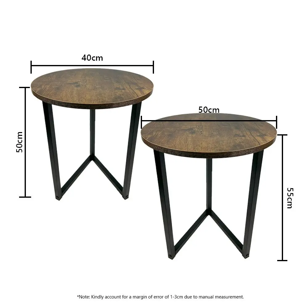 Viviendo Set of 2 Coffee Table Nesting Side Tables Compact Side End Wooden Furniture