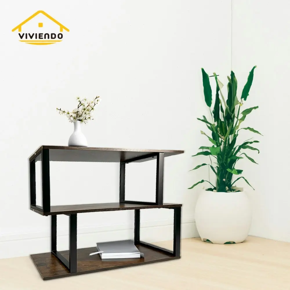 Viviendo  3 Tiers Display Bookshelf Storage Bookcase Wooden Shelving Table