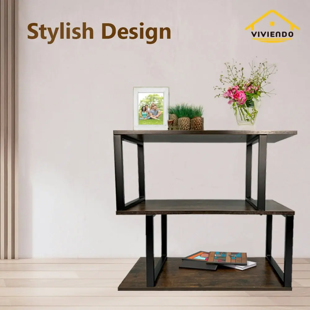 Viviendo  3 Tiers Display Bookshelf Storage Bookcase Wooden Shelving Table