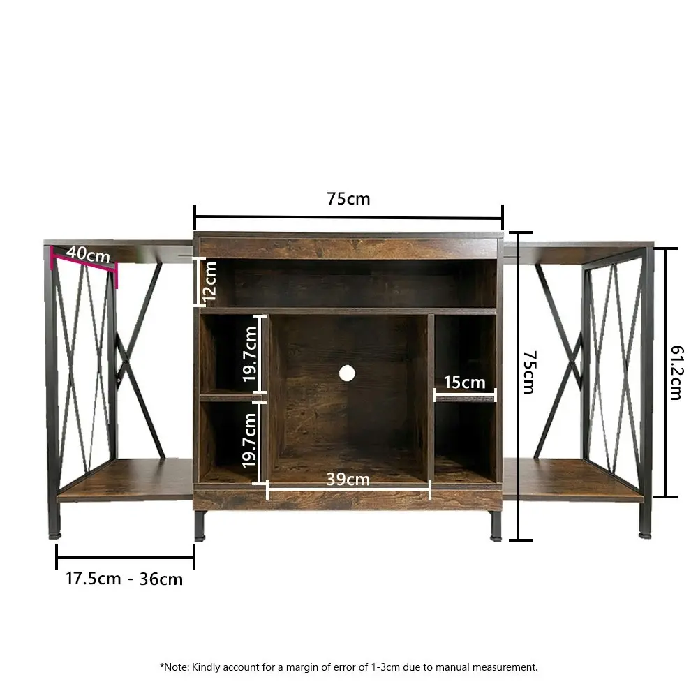 Viviendo Extendable TV Stand Cabinet Entertainment Unit Console Table Storage