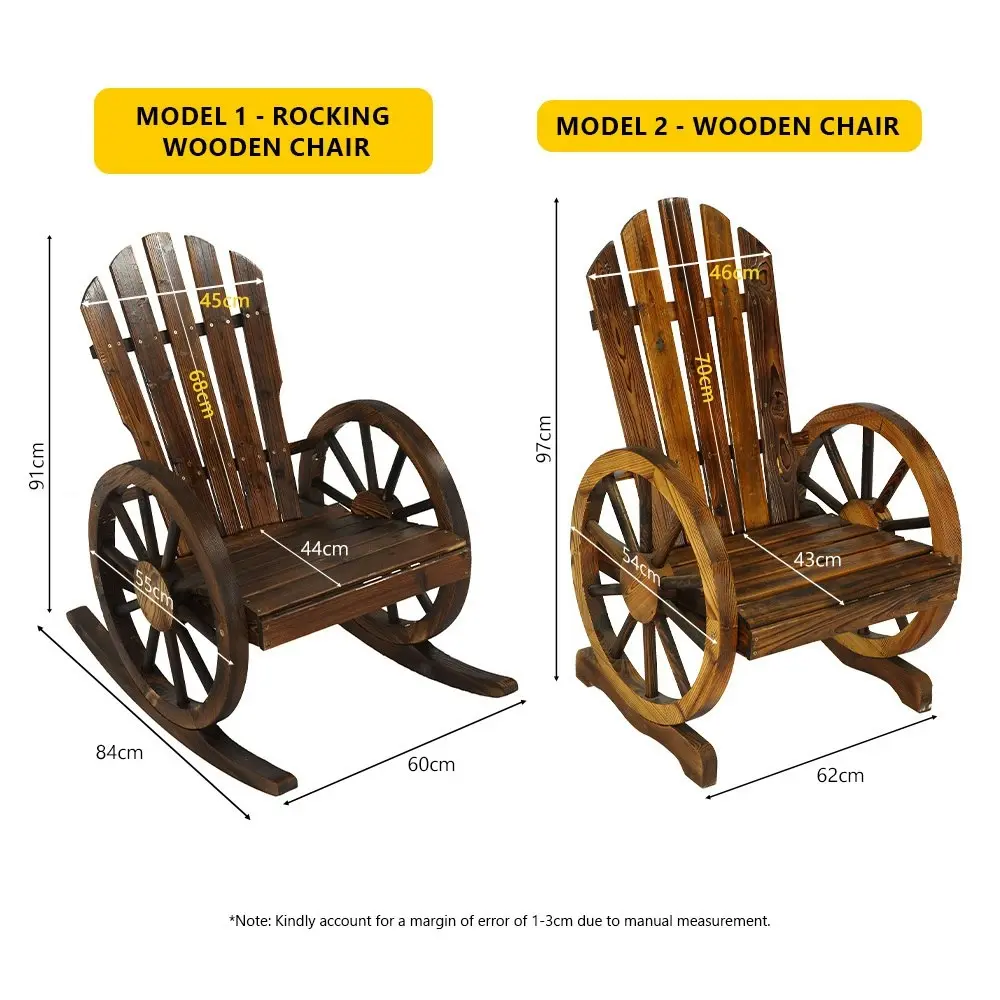 HortiKraft Wooden Rocking Chair Wagon for Outdoor Patio Garden Furniture Single