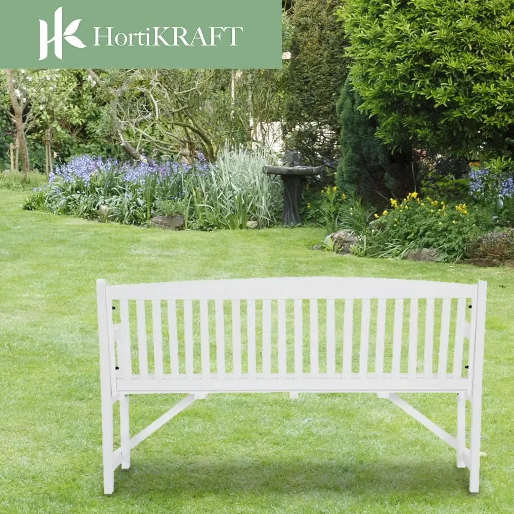 HortiKraft Wooden Garden Bench Outdoor Furniture 3-Seater Lounge Patio Natural Wood