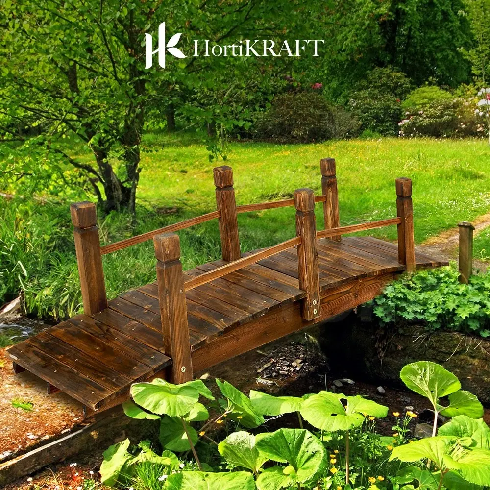 HortiKraft Chain Wooden Bridge Rustic Ornaments Garden Decor Yard Arc Creek