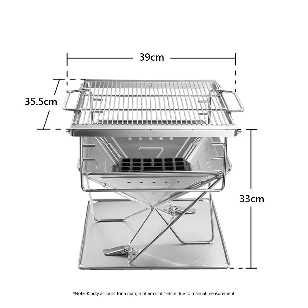 Campingmoon Stove Fire Pit BBQ Grill Adjustable Camping Stainless Steel Medium MT-035