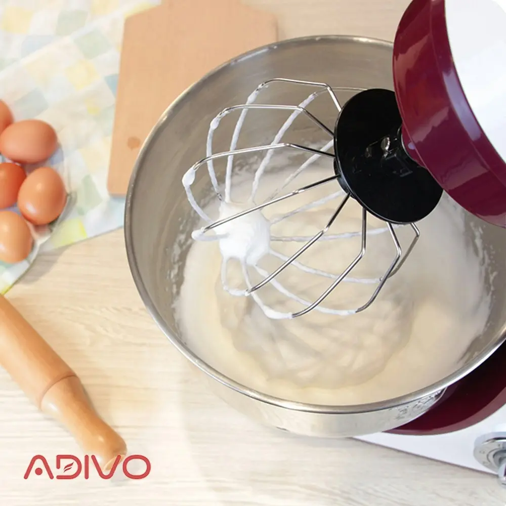 ADIVO 1300W Electric Stand Mixer 6 Speed 5L Kitchen Mixing Machine Whisk Cake Bowl