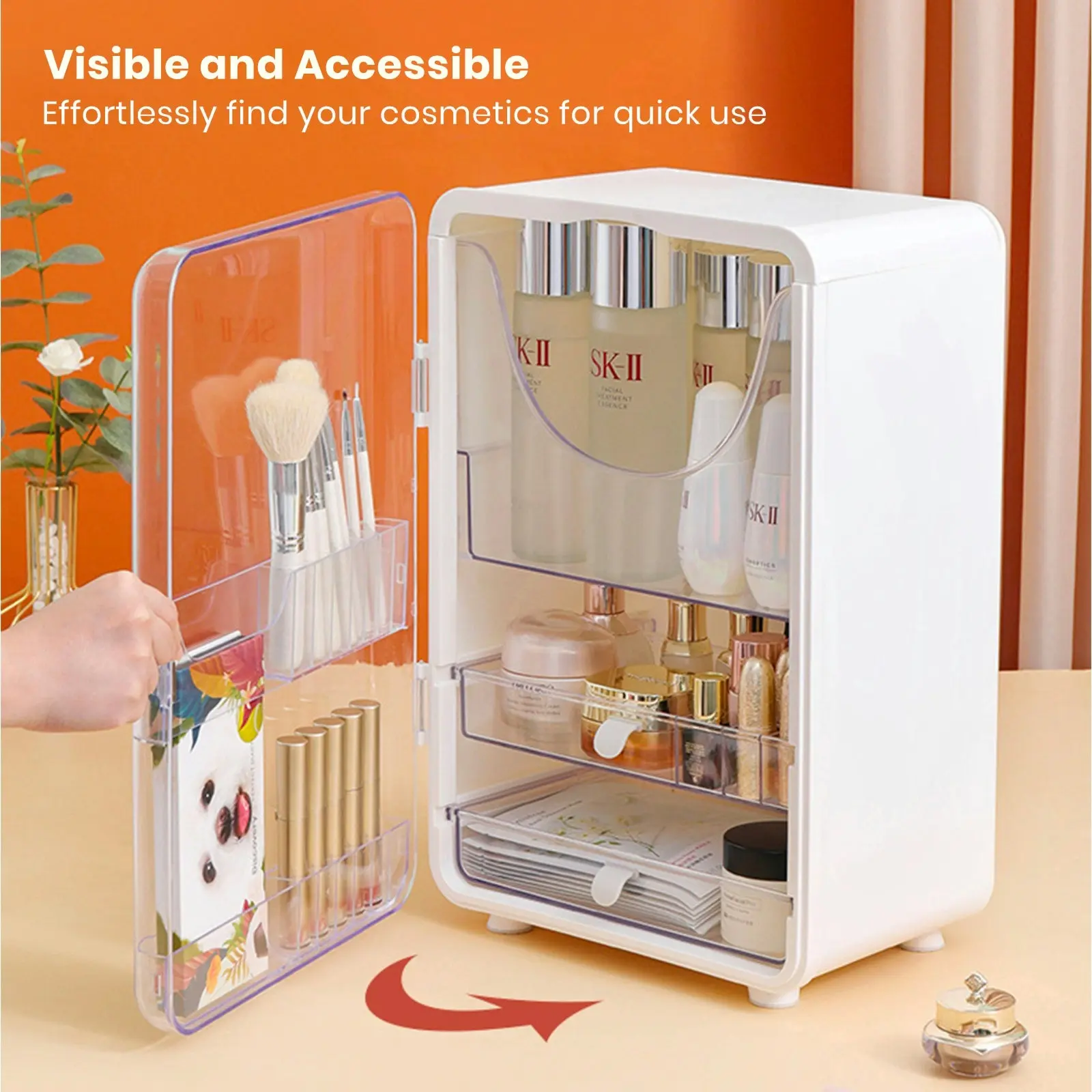 Viviendo Makeup Organizer Cosmetic Storage Case Holder Drawer - White