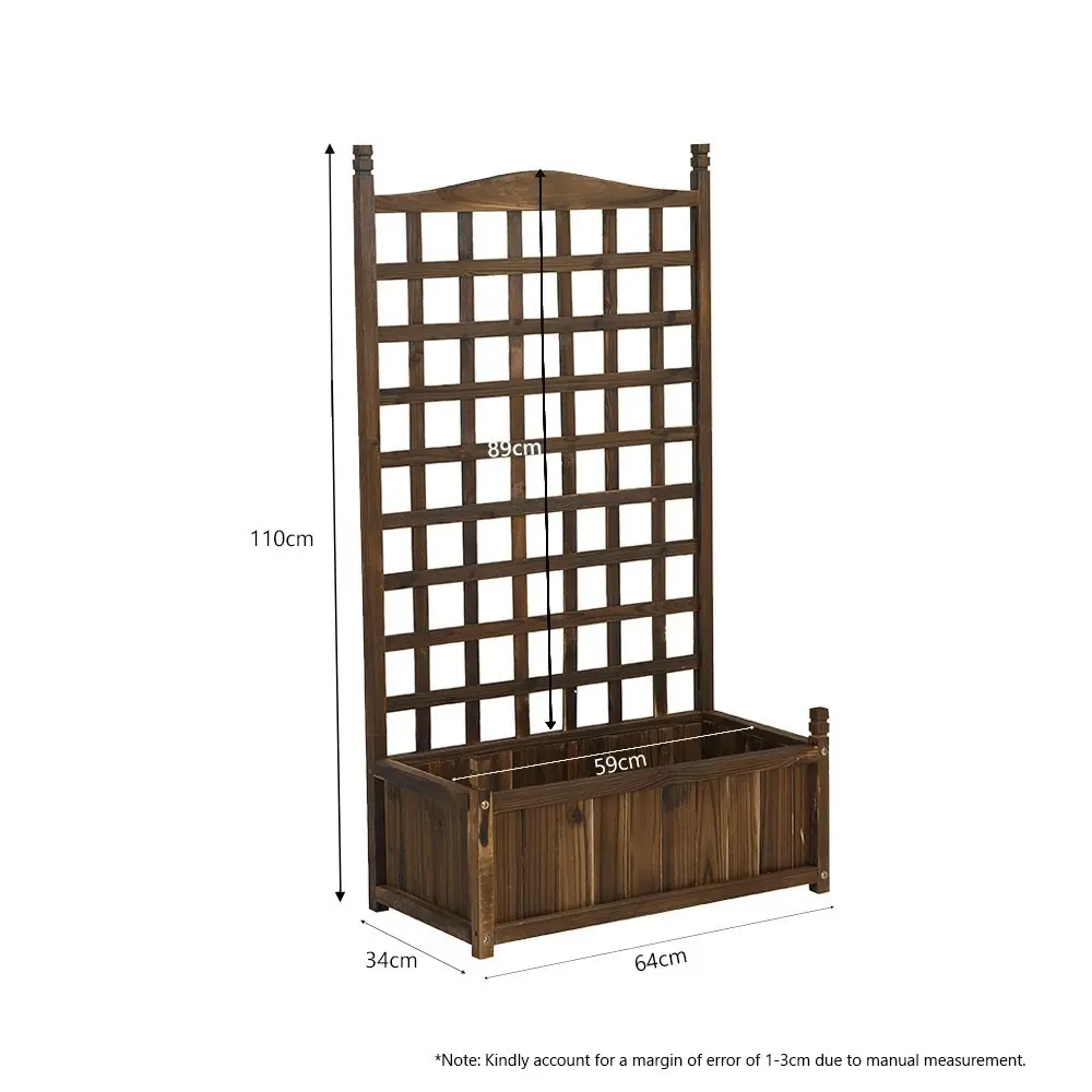 HortiKraft Raised Garden Bed with Trellis Wooden Planter Box for Climbing Plant