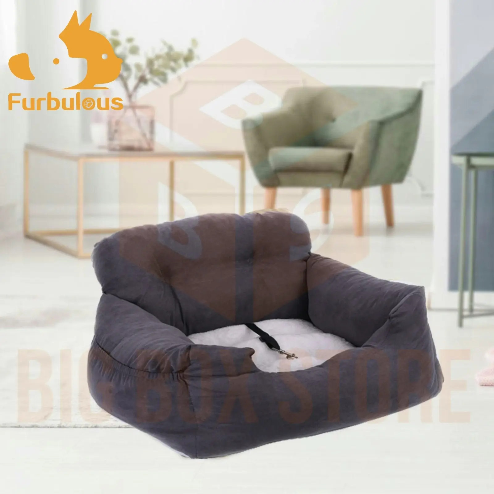 Furbulous Dog Car Booster Seat For Travel Washable -  Dark Grey