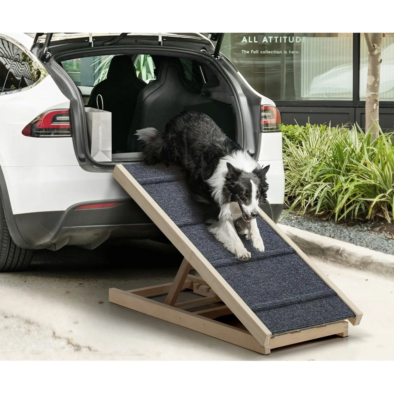 Alopet Dog Pet Ramp Adjustable Height Stairs Bed Sofa Car Foldable 100cm