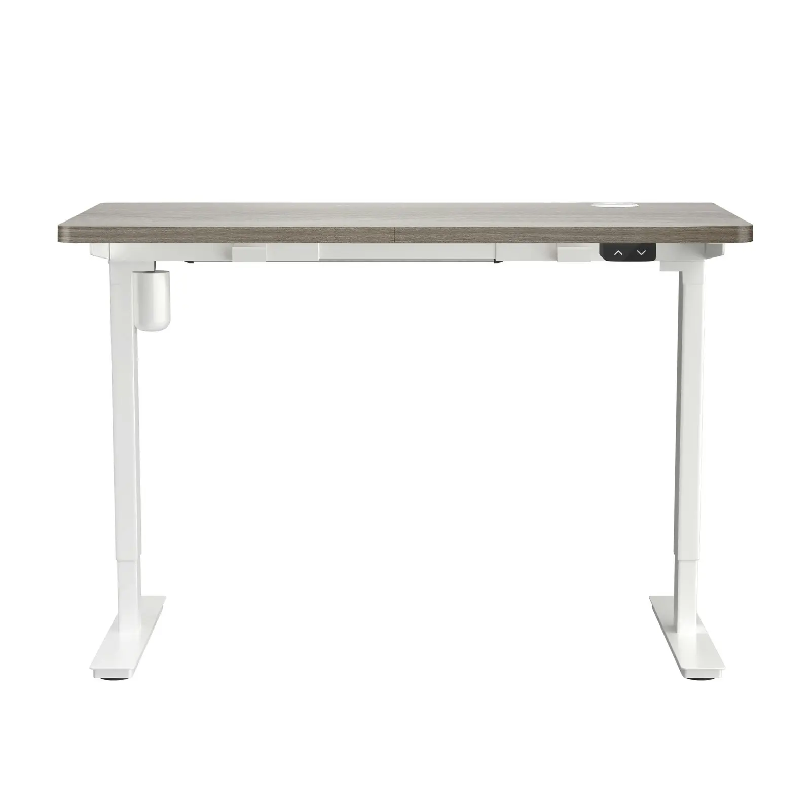 Oikiture 140CM Electric Standing Desk Single Motor Height Adjustable Sit Stand Table Top Grey-Oak White Frame