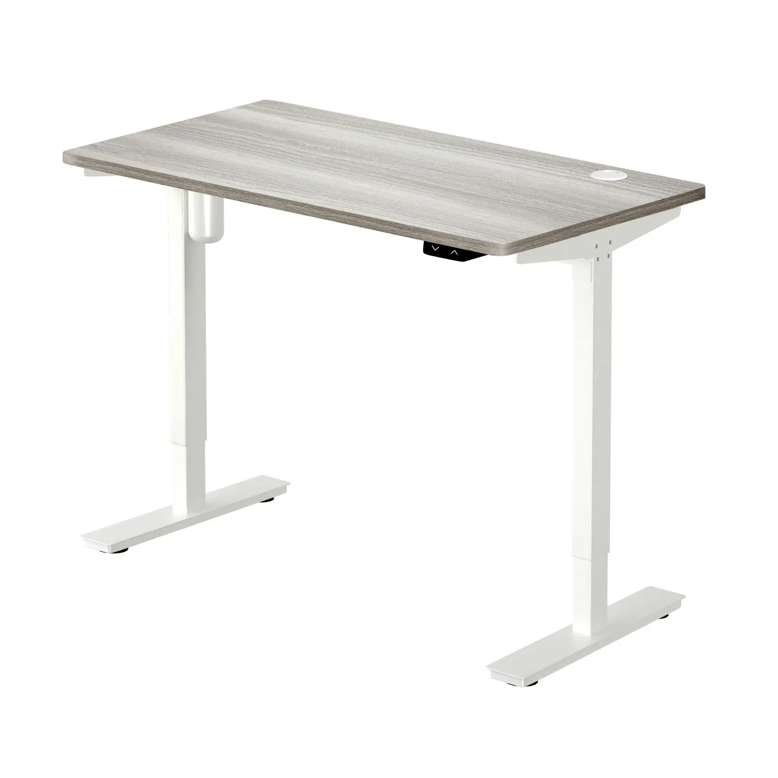 Oikiture 140CM Electric Standing Desk Single Motor Height Adjustable Sit Stand Table Top Grey-Oak White Frame