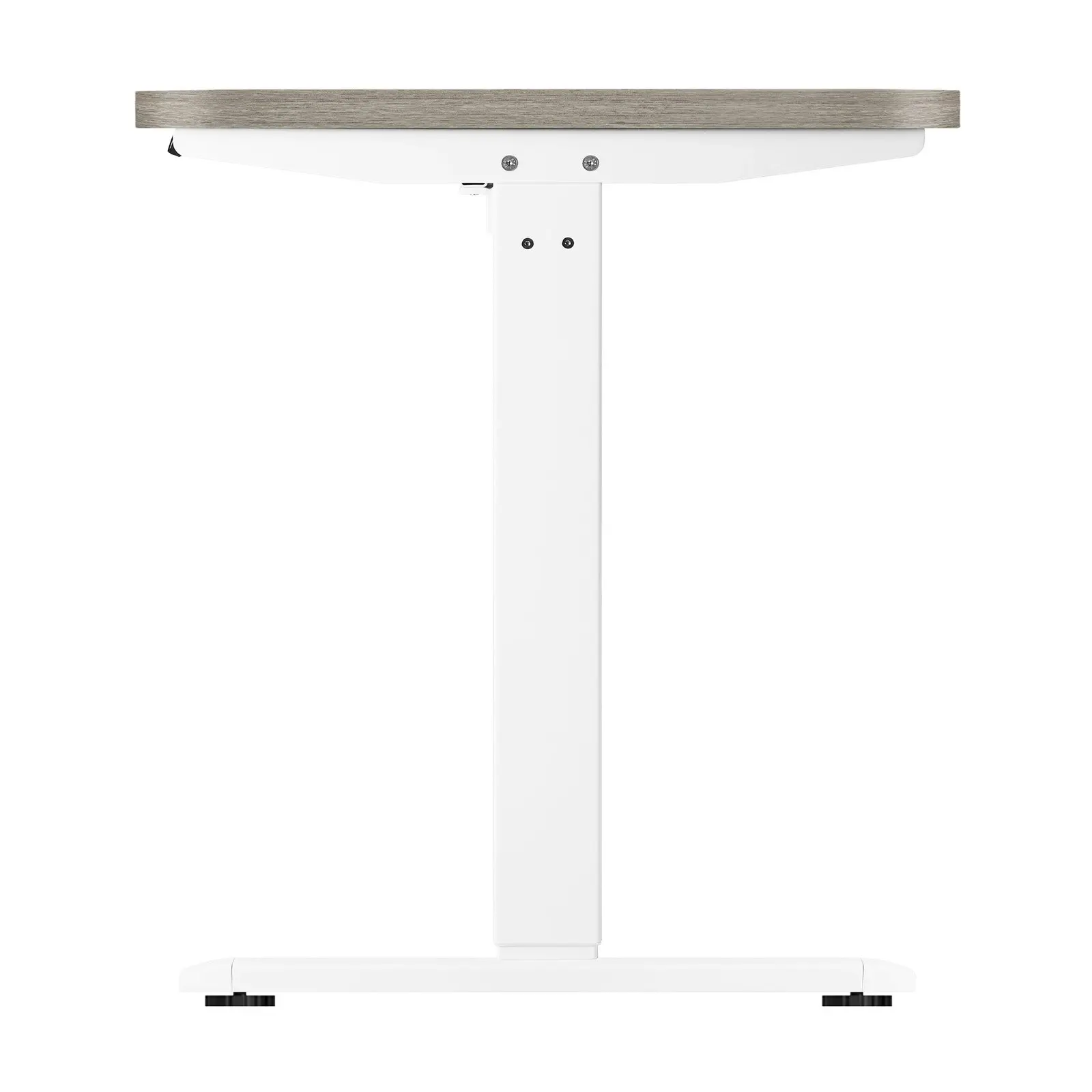 Oikiture 140cm Electric Standing Desk Single Motor Grey-Oak Desktop White Frame