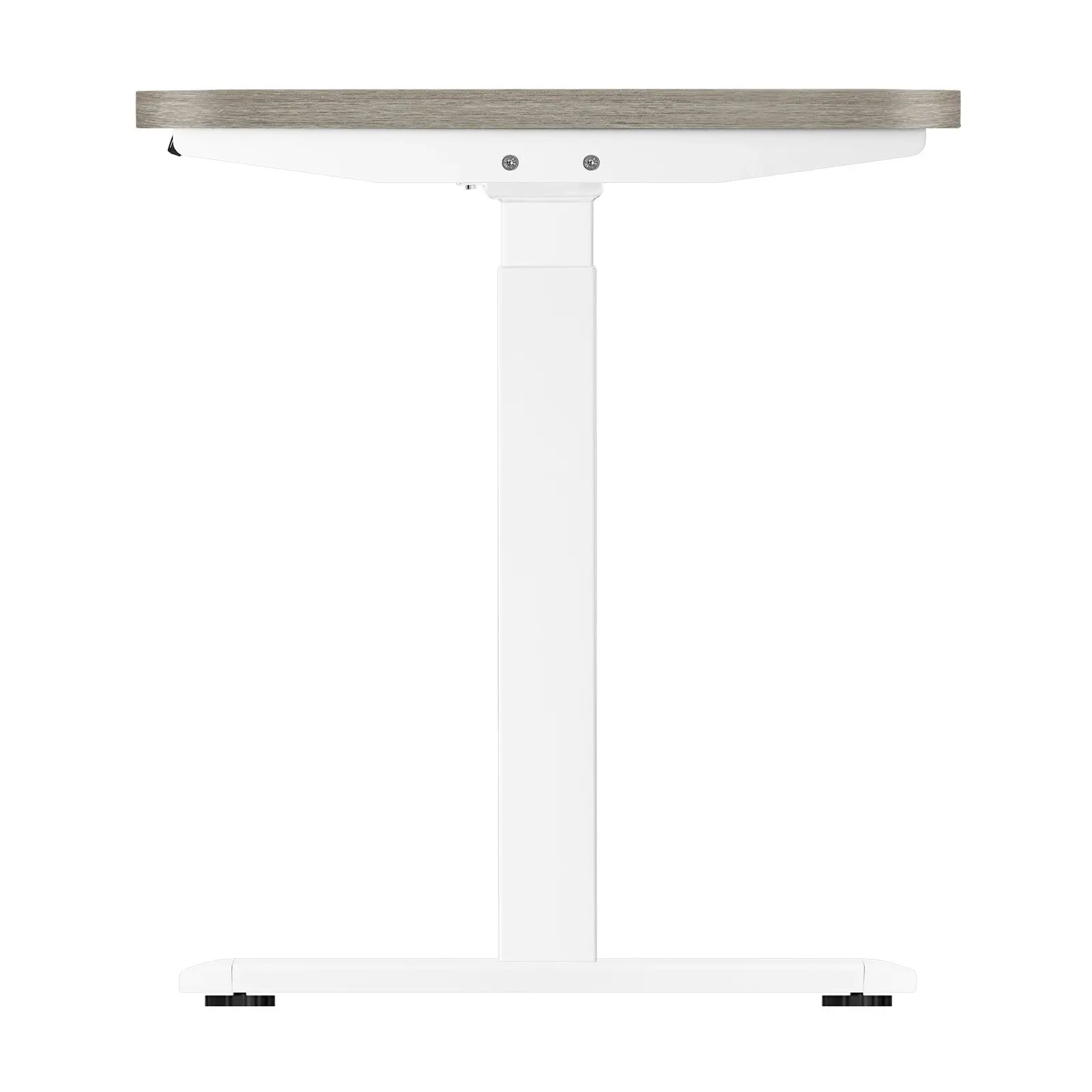 Oikiture 140cm Electric Standing Desk Dual Motor Grey-Oak Desktop White Frame