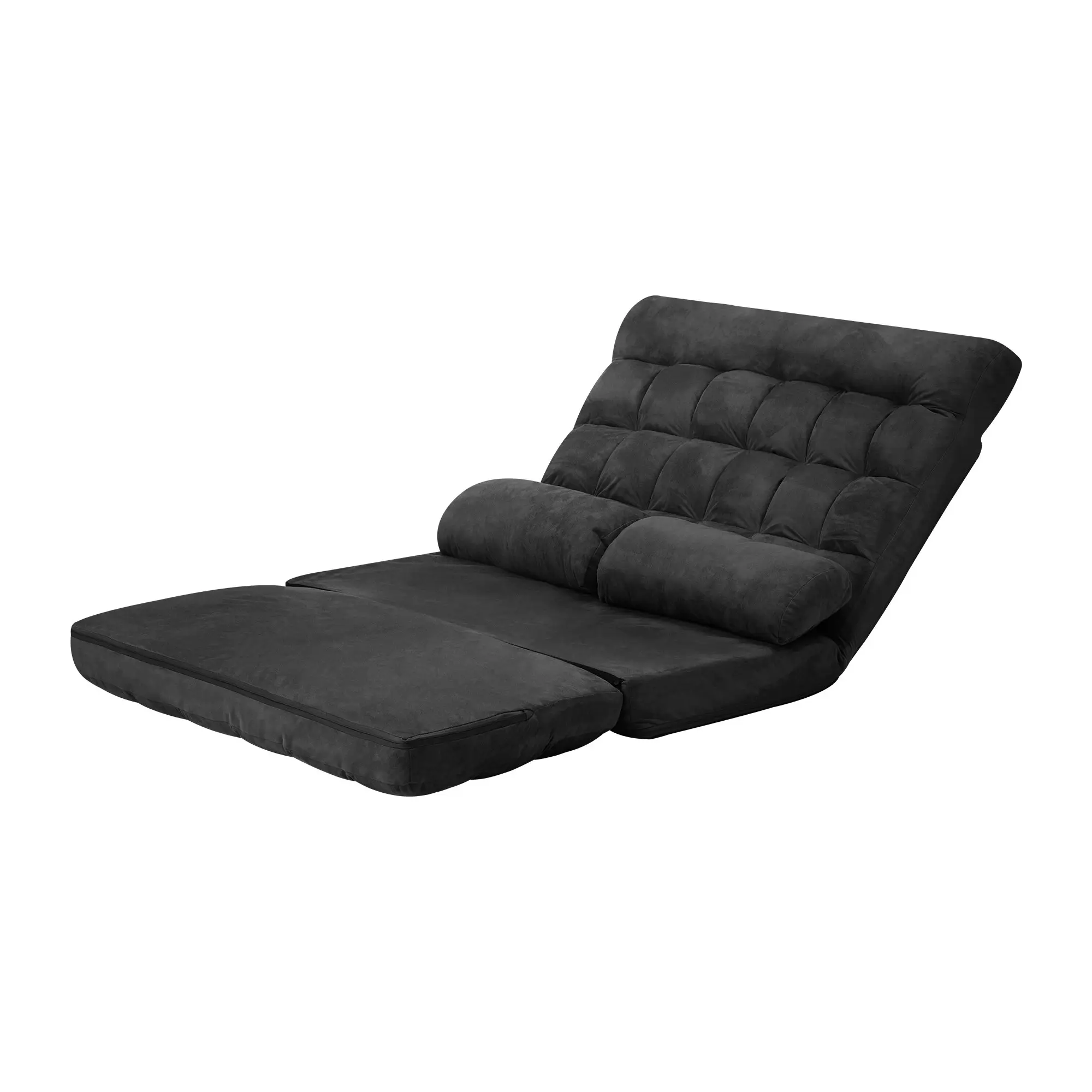 Oikiture Lounge Sofa Bed Floor Recliner 2 seater Chaise Chair Folding Charcoal