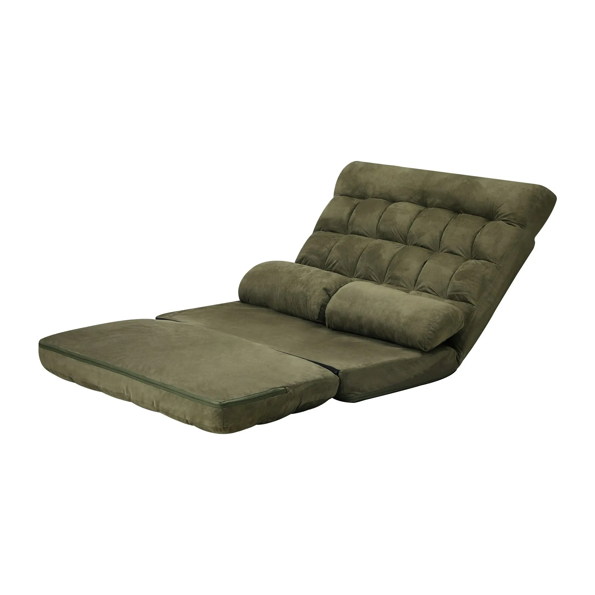 Oikiture Lounge Sofa Bed Floor Recliner 2 seater Chaise Chair Folding Green