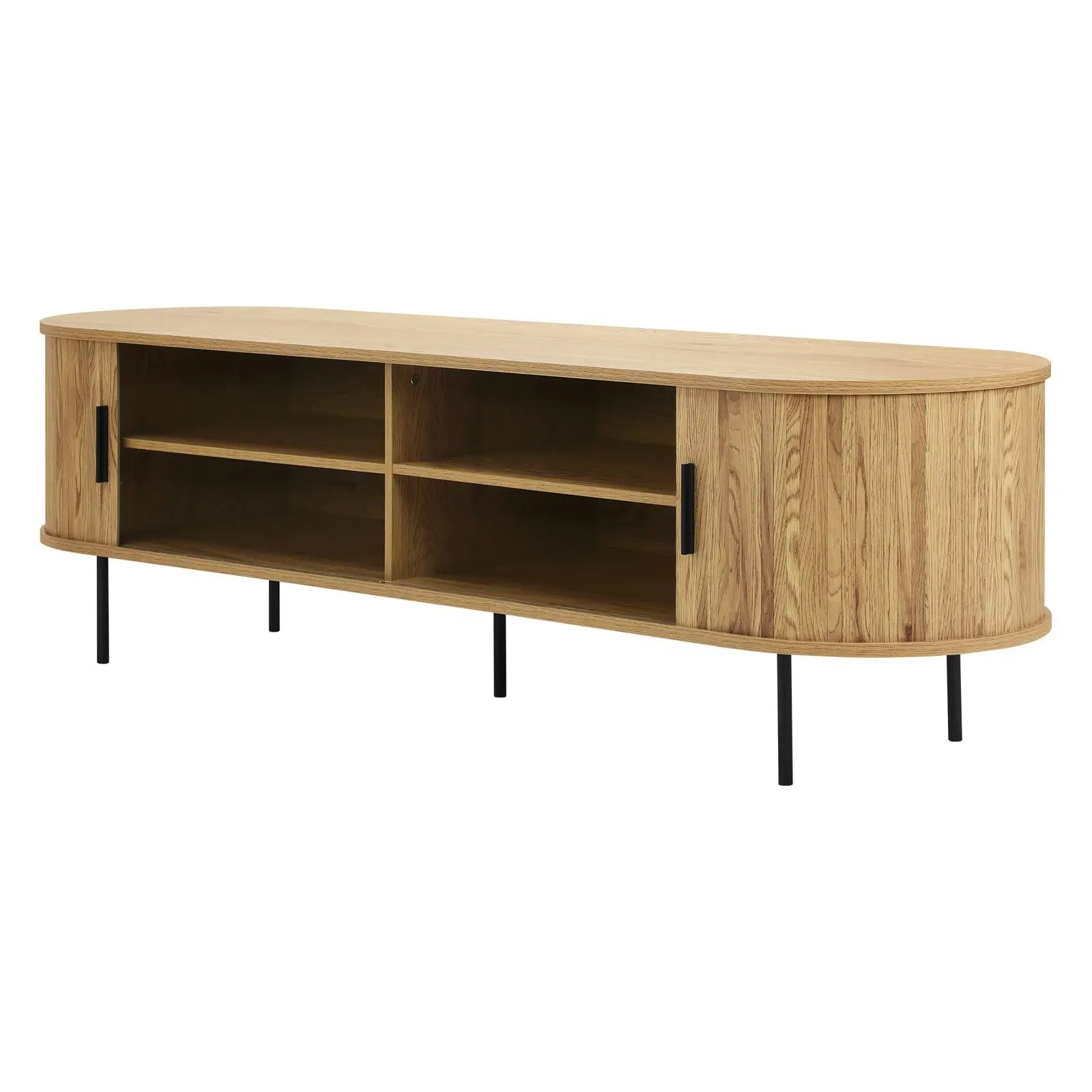 Oikiture Entertainment Unit TV Cabinet 160cm Tambour Sliding Doors