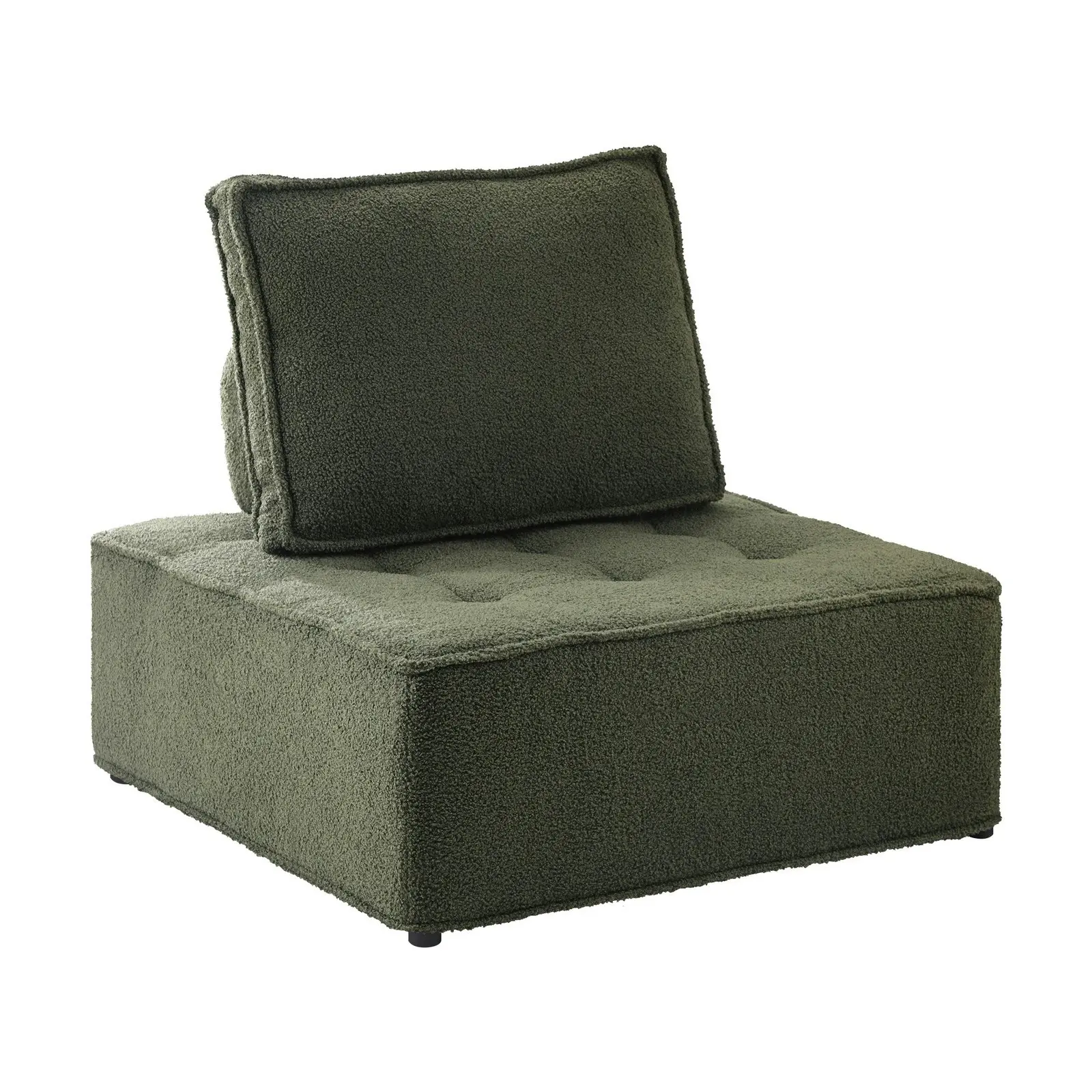 Oikiture 3PCS Modular Sofa Lounge Chair Armless TOFU Back Sherpa Green