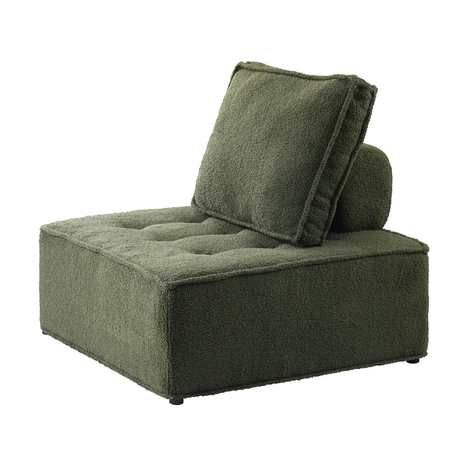 Oikiture 1PC Modular Sofa Lounge Chair Armless TOFU Back Sherpa Green