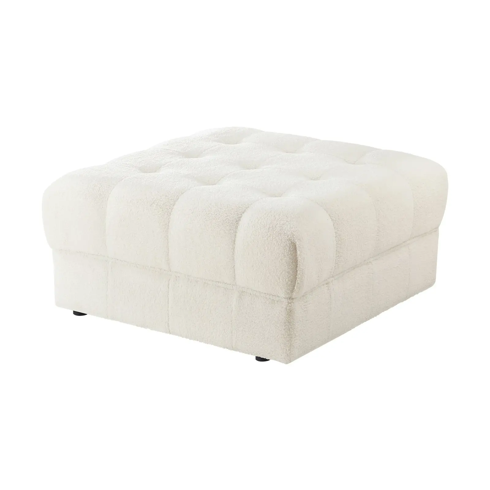 Oikiture 1 Seater Boucle Modular Ottoman Lounge Chair Armless TOFU White