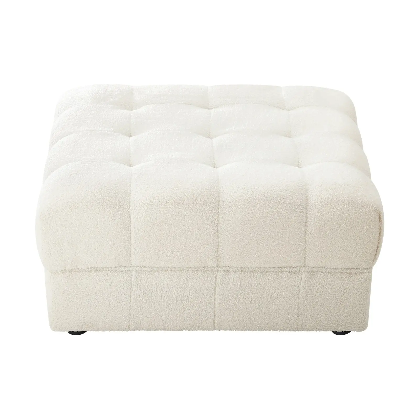 Oikiture 1 Seater Boucle Modular Ottoman Lounge Chair Armless TOFU White