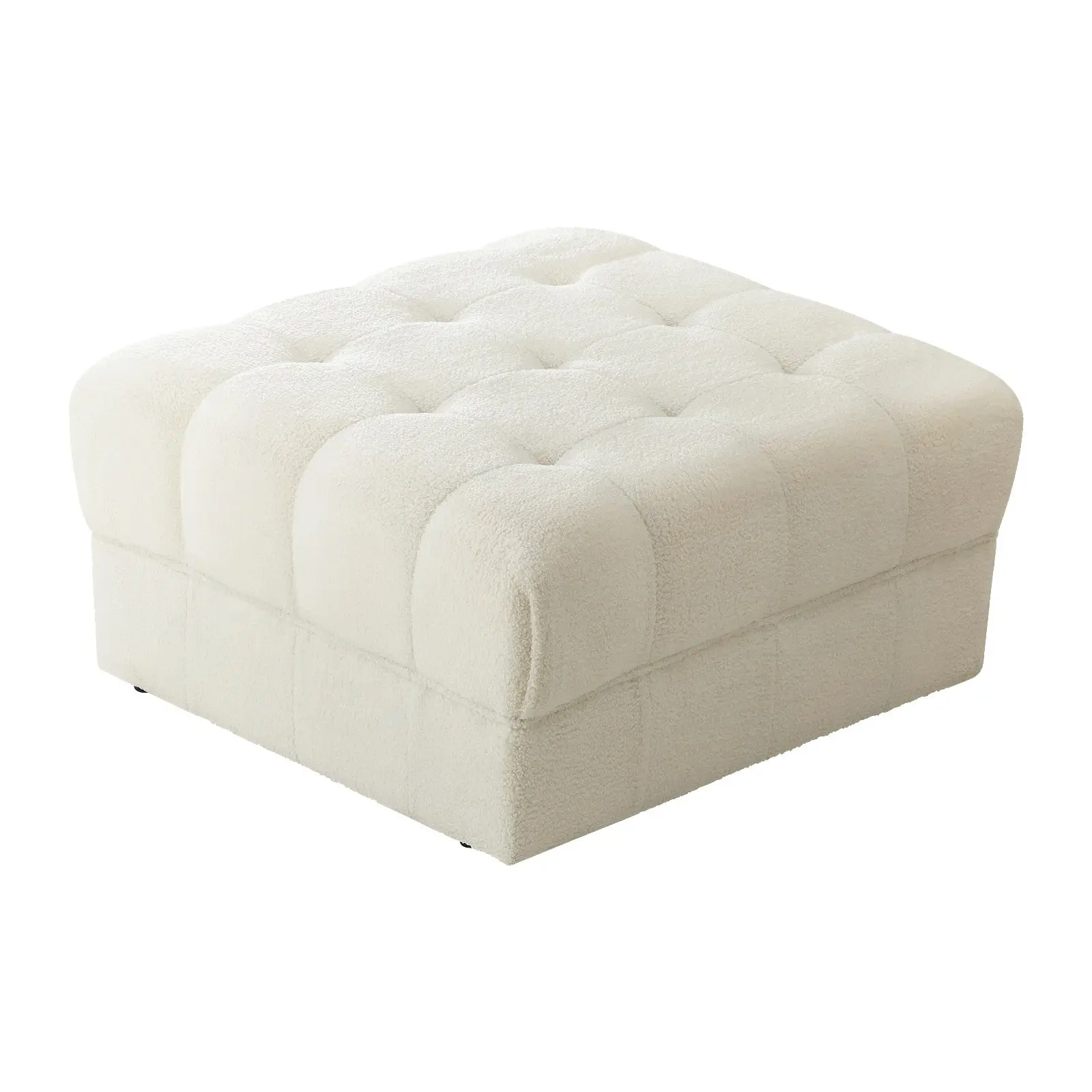 Oikiture 1 Seater Boucle Modular Ottoman Lounge Chair Armless TOFU White