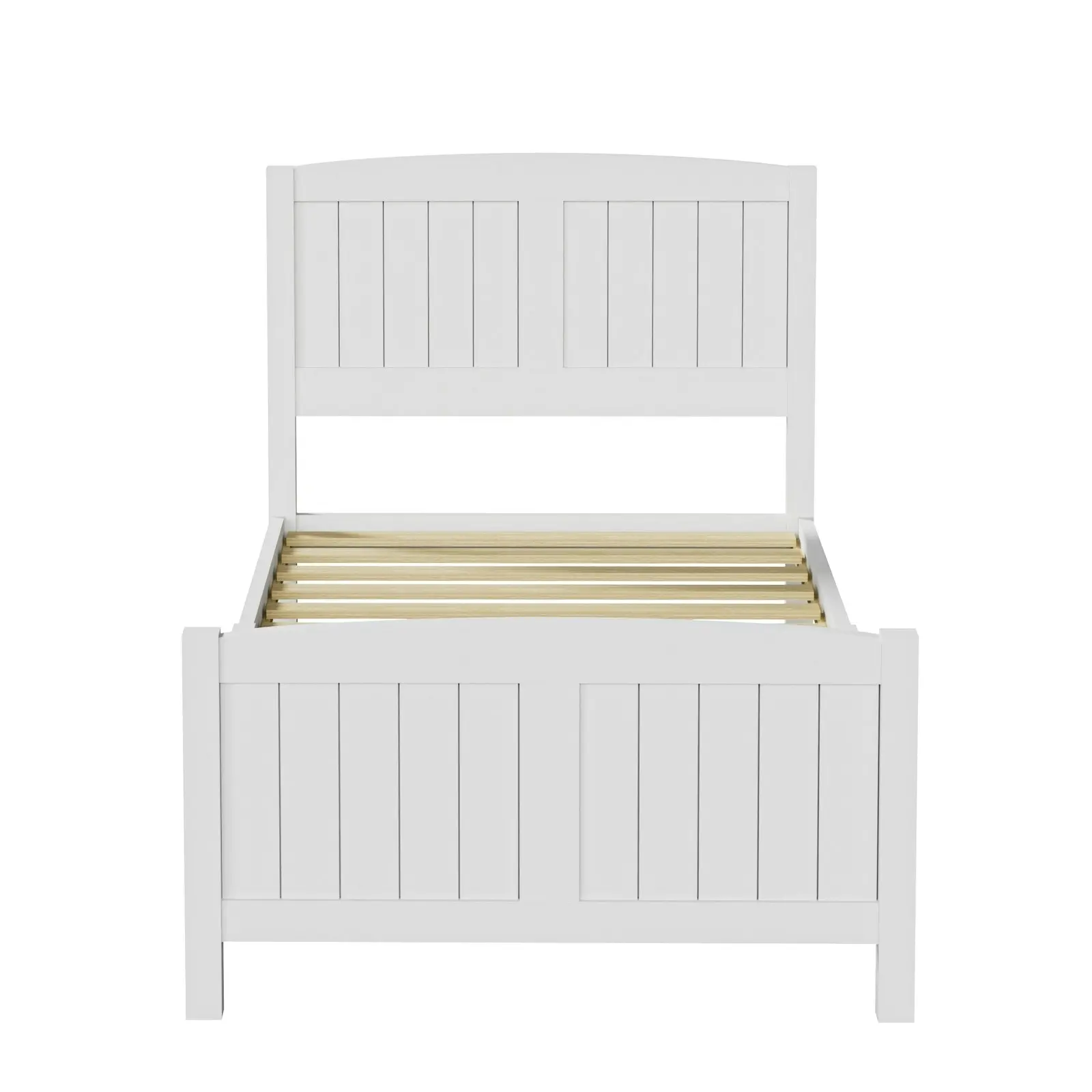 Oikiture Bed Frame Singe Size Wooden Base Timber Platform White