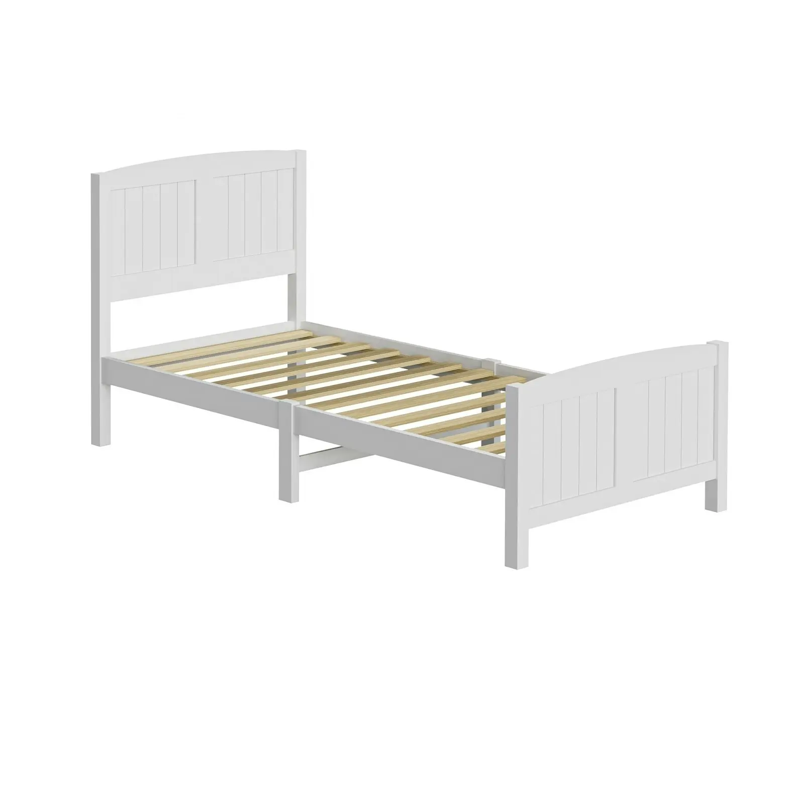 Oikiture Bed Frame Singe Size Wooden Base Timber Platform White