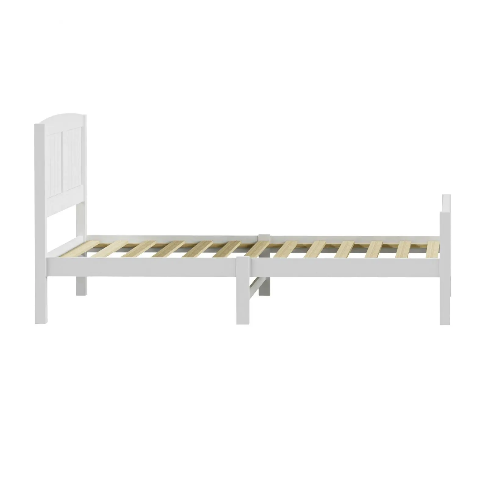 Oikiture Bed Frame Singe Size Wooden Base Timber Platform White