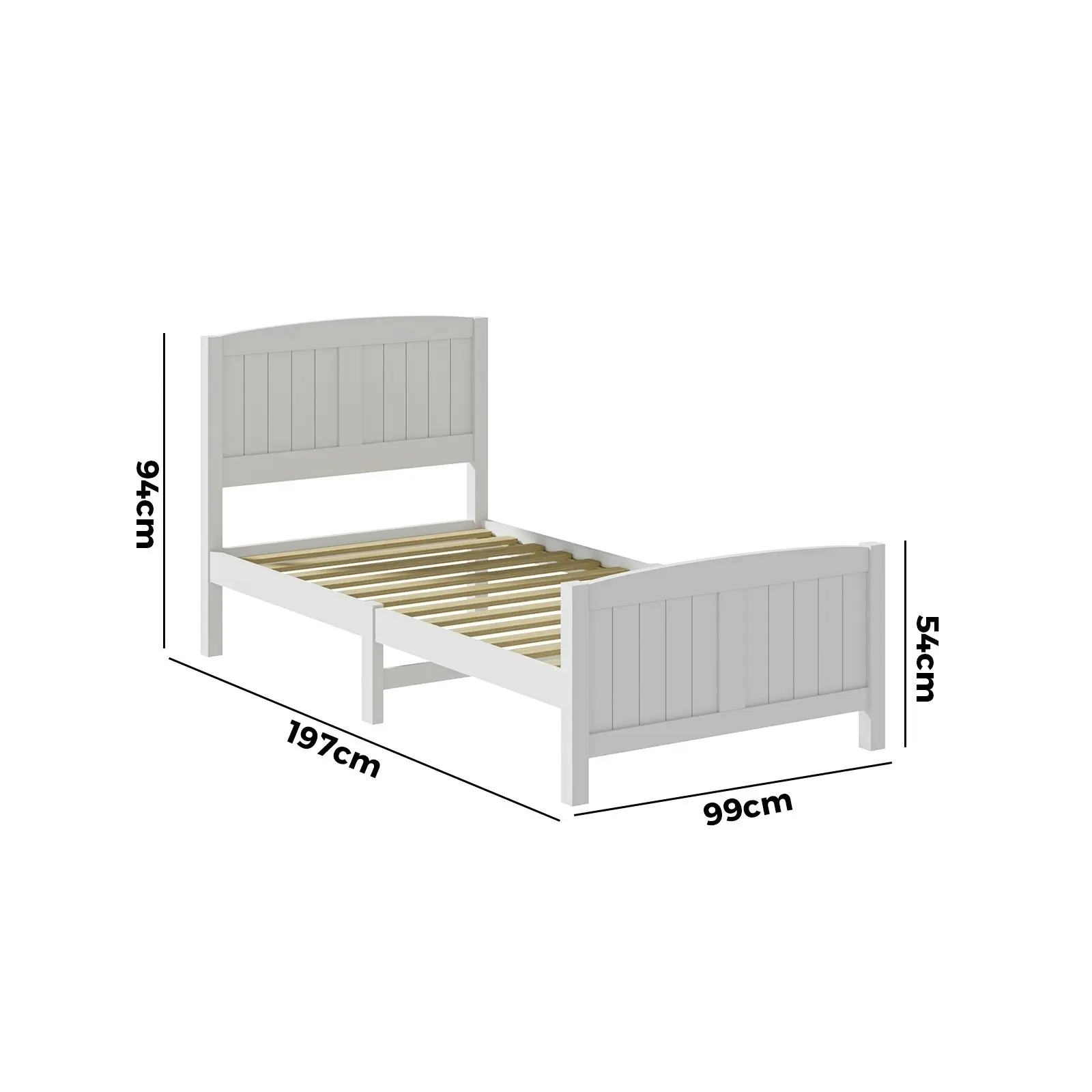 Oikiture Bed Frame Singe Size Wooden Base Timber Platform White