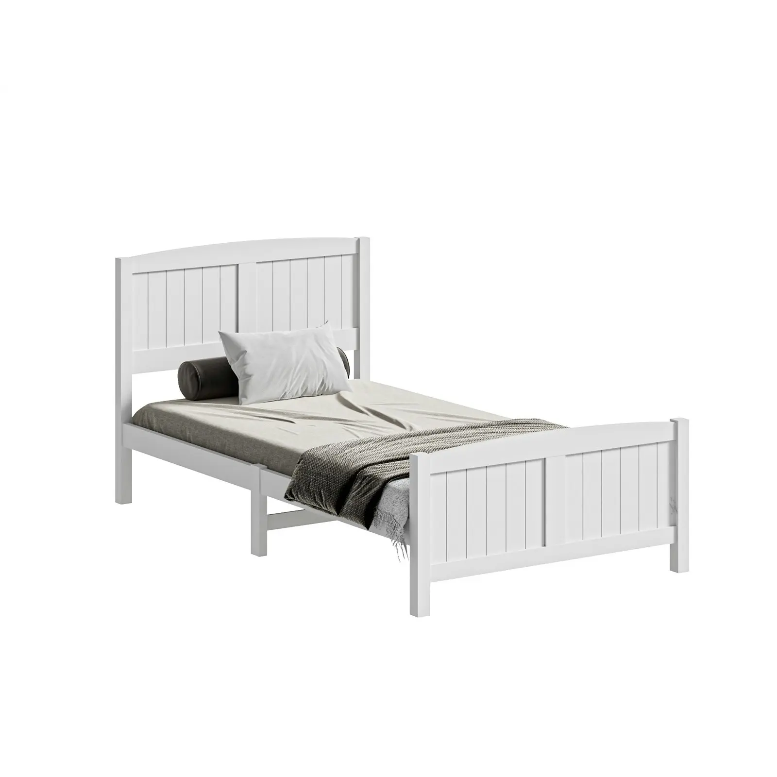 Oikiture Bed Frame King Singe Size Wooden Base Timber Platform White