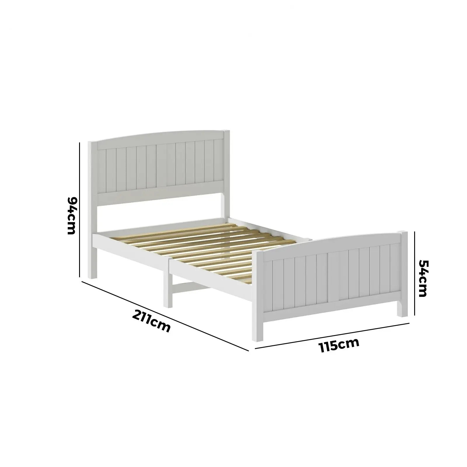 Oikiture Bed Frame King Singe Size Wooden Base Timber Platform White