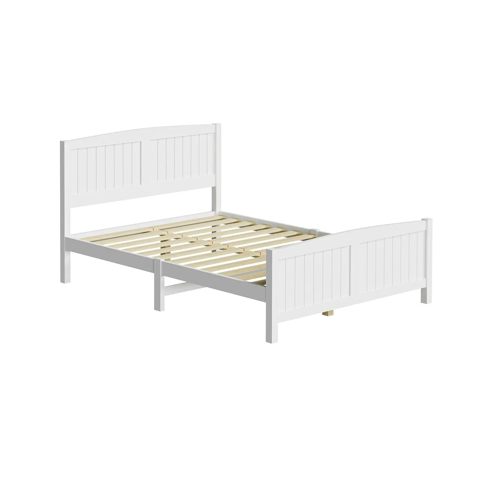 Oikiture Bed Frame Double Size Wooden Base Timber Platform White