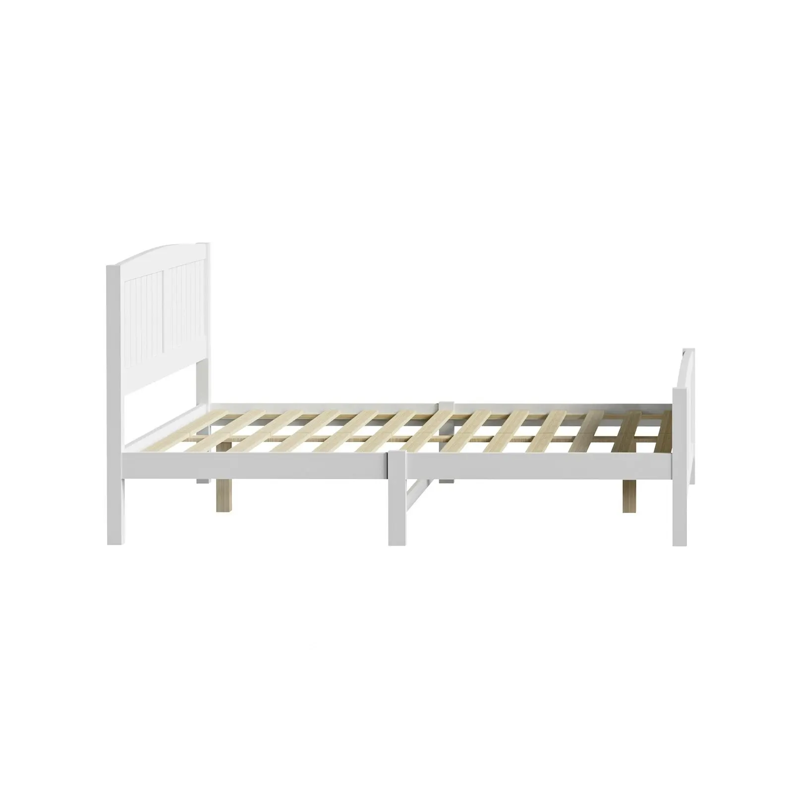 Oikiture Bed Frame Double Size Wooden Base Timber Platform White