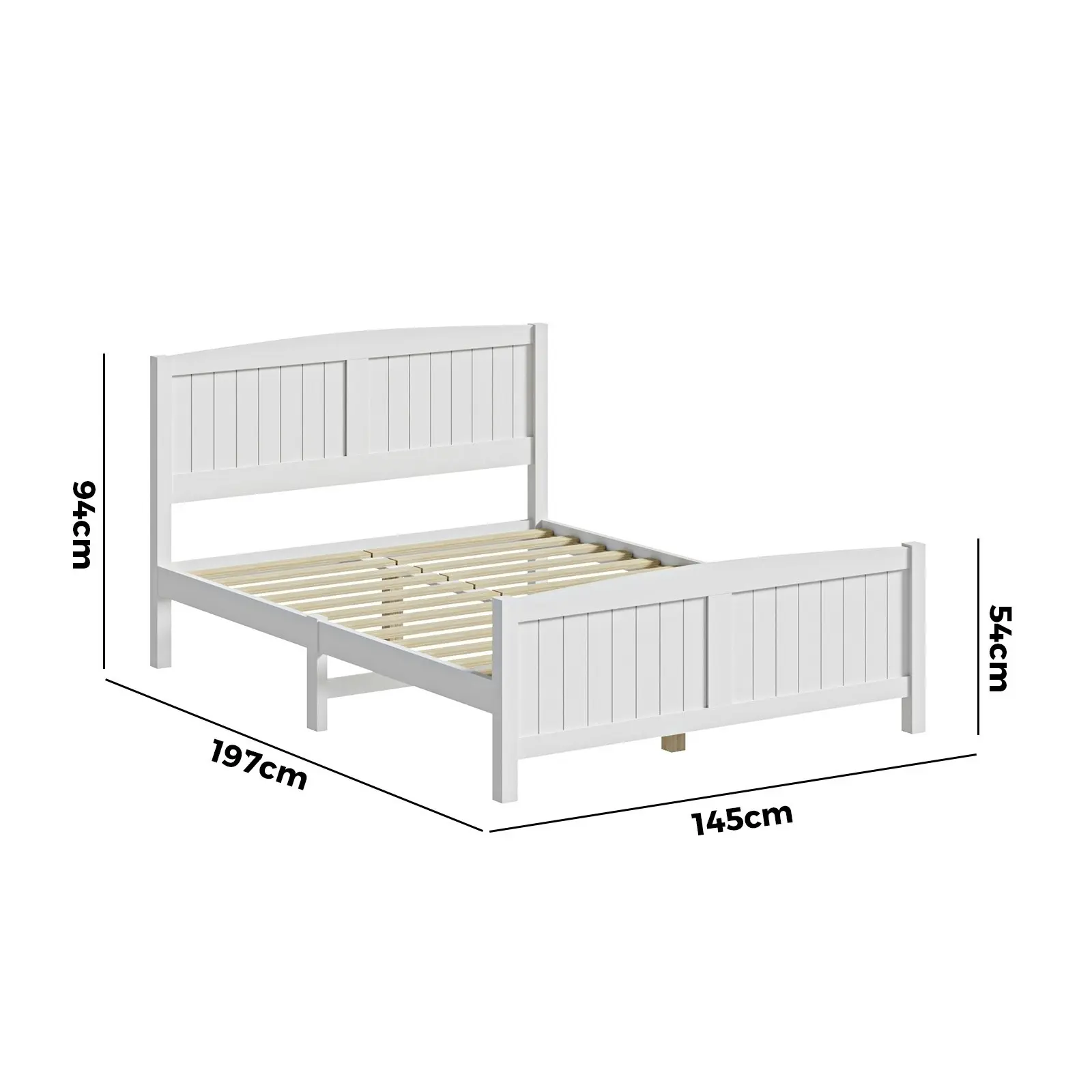 Oikiture Bed Frame Double Size Wooden Base Timber Platform White