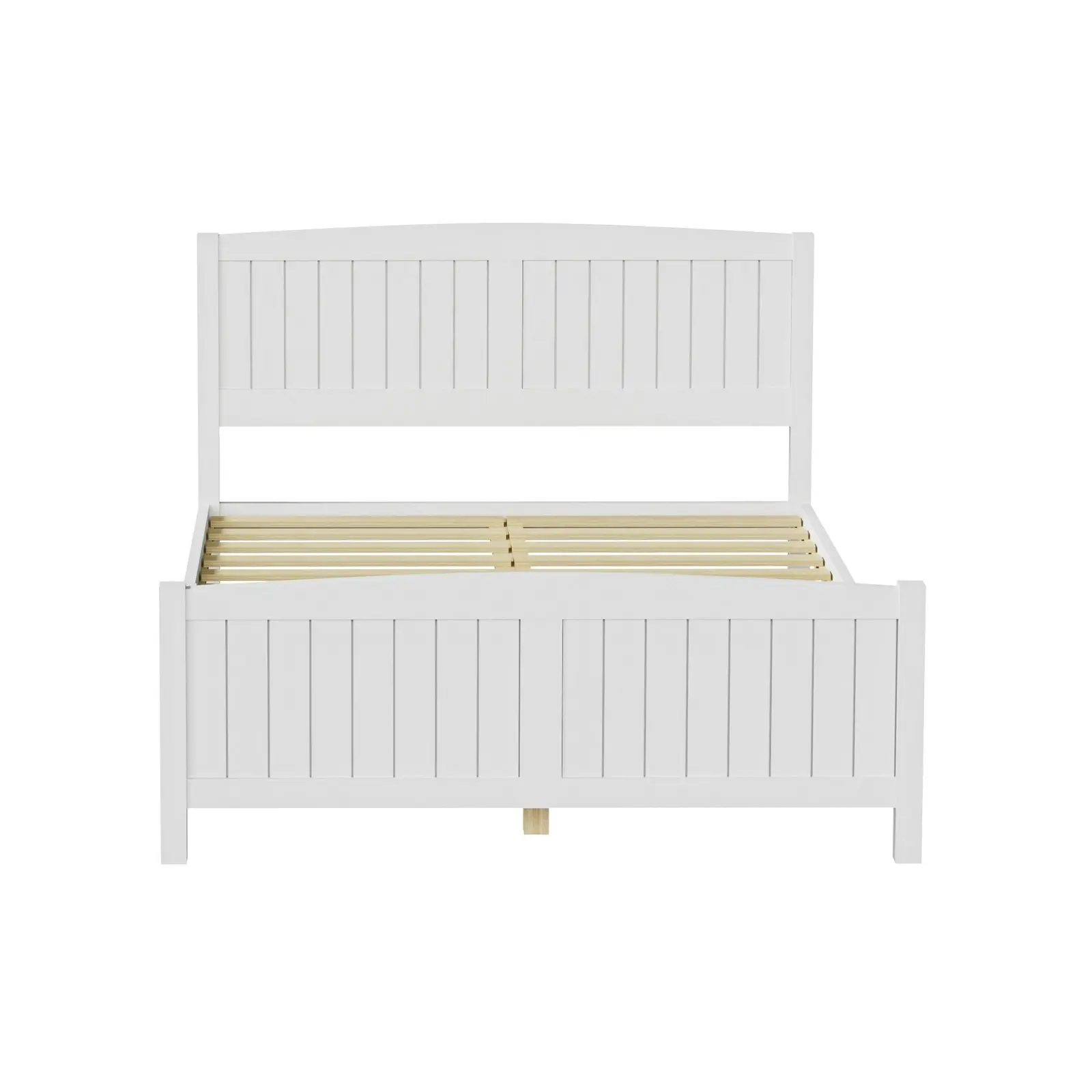 Oikiture Bed Frame Double Size Wooden Base Timber Platform White