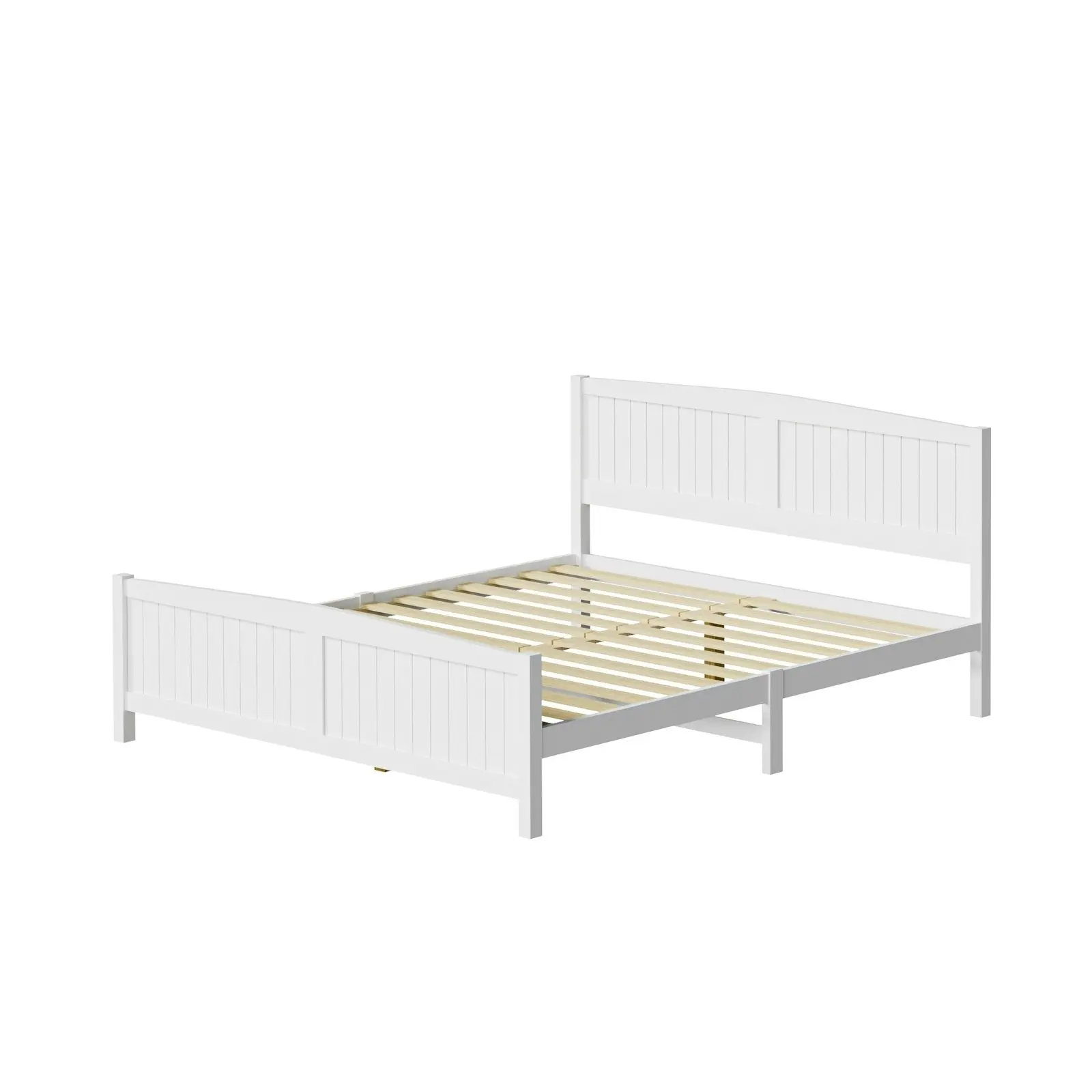 Oikiture Bed Frame King Size Wooden Base Timber Platform White