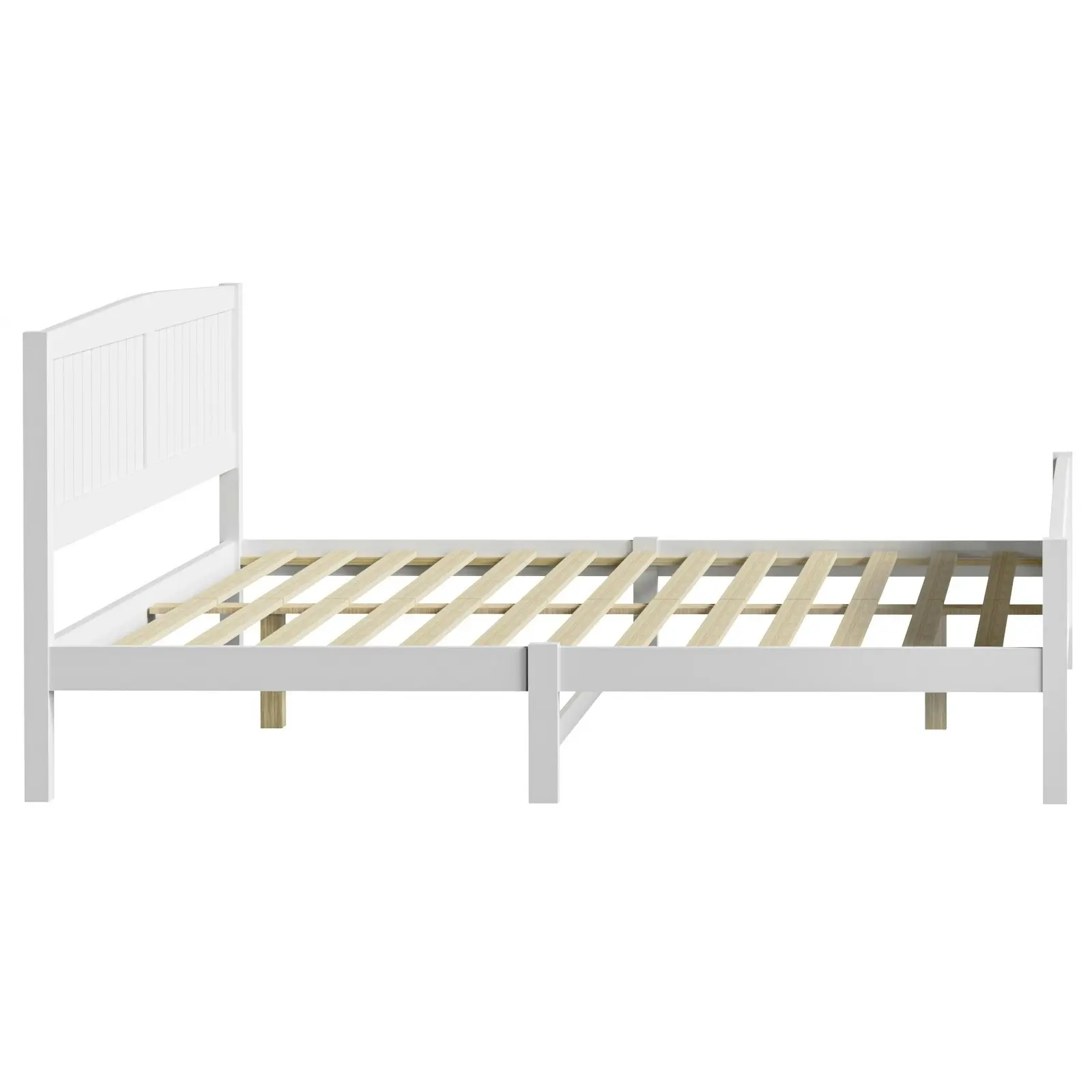 Oikiture Bed Frame King Size Wooden Base Timber Platform White