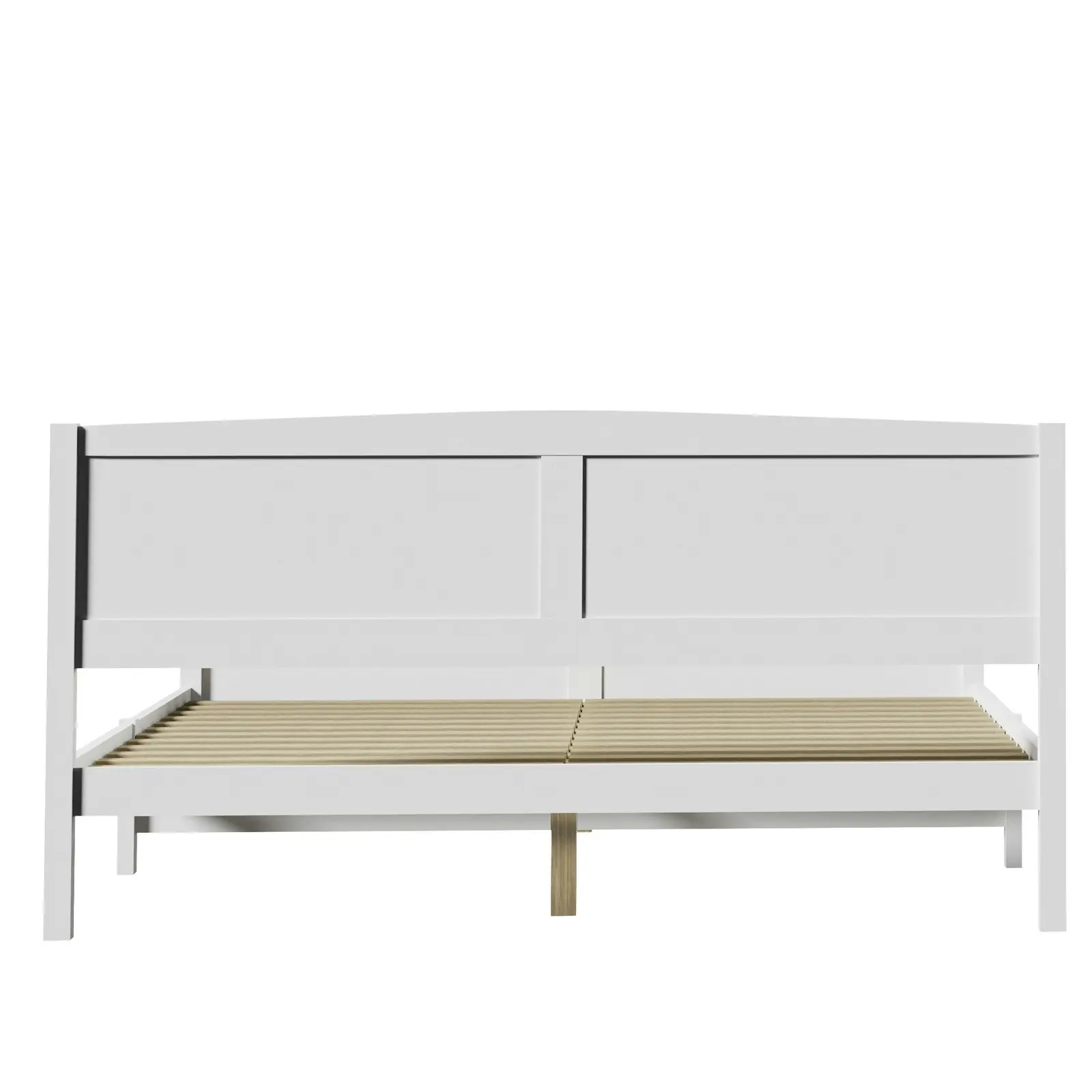 Oikiture Bed Frame King Size Wooden Base Timber Platform White