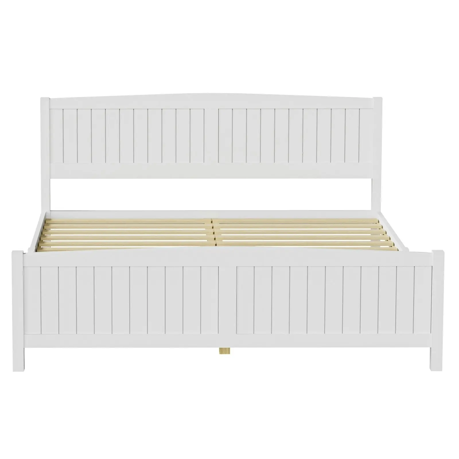 Oikiture Bed Frame King Size Wooden Base Timber Platform White