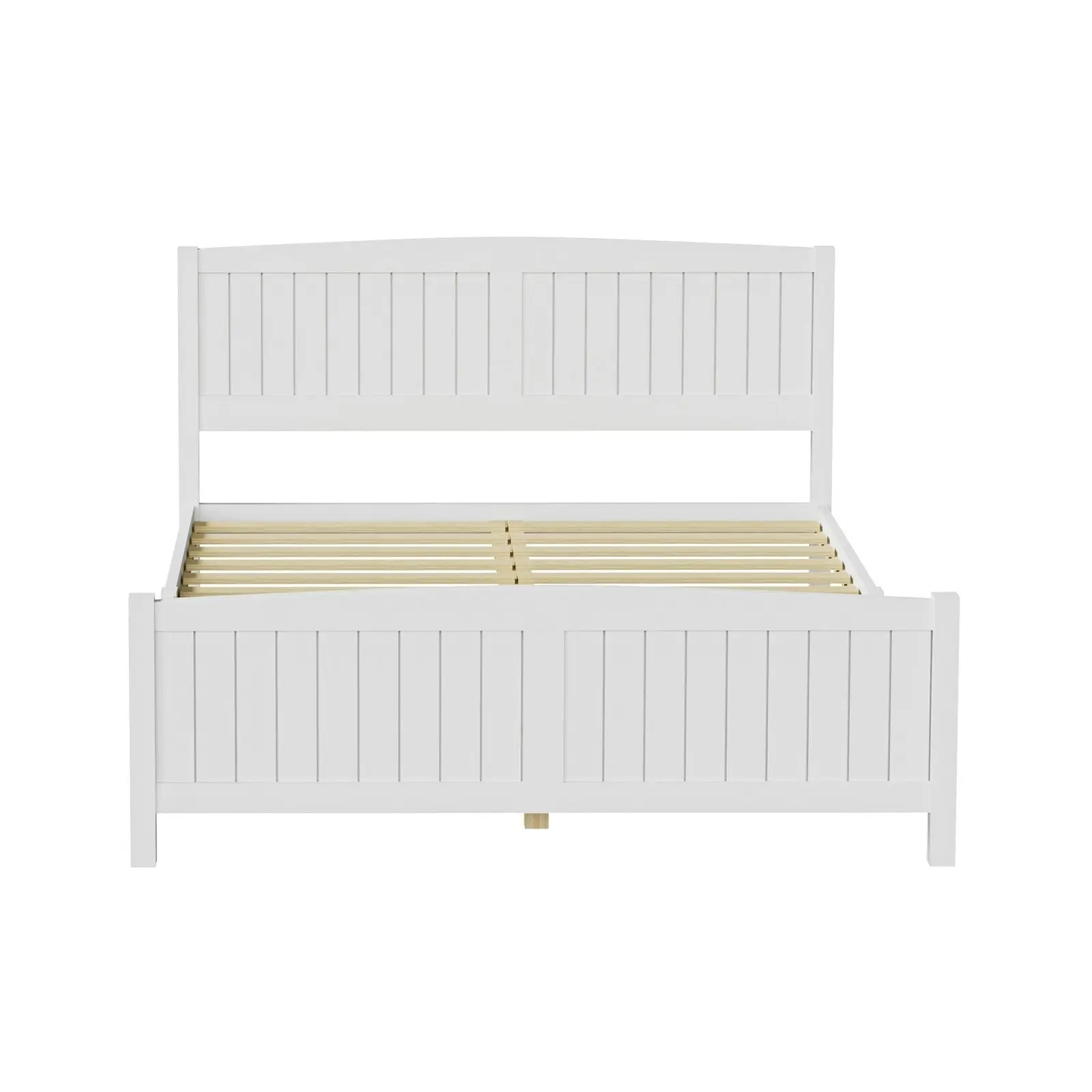 Oikiture Bed Frame Queen Size Wooden Base Timber Platform White