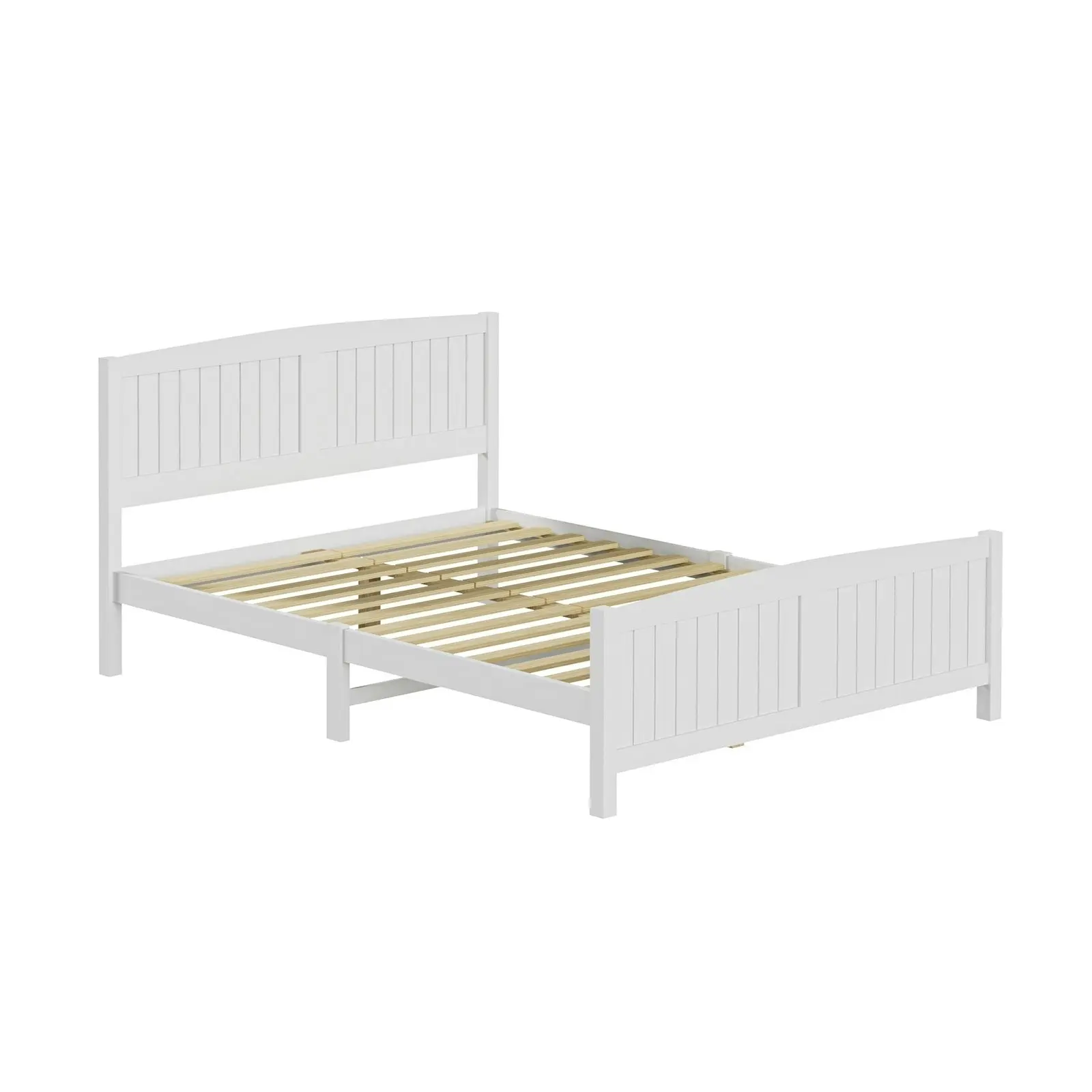 Oikiture Bed Frame Queen Size Wooden Base Timber Platform White