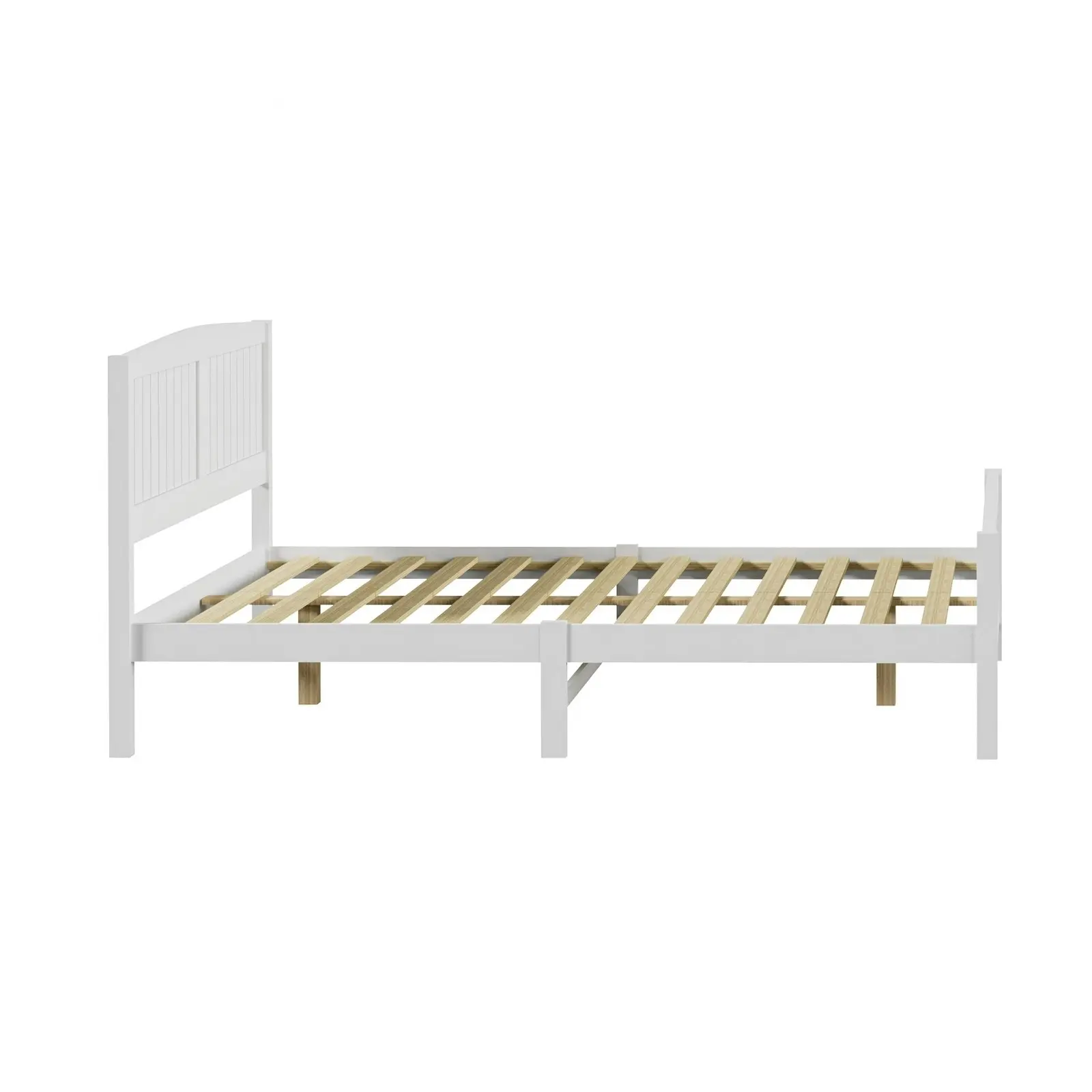 Oikiture Bed Frame Queen Size Wooden Base Timber Platform White