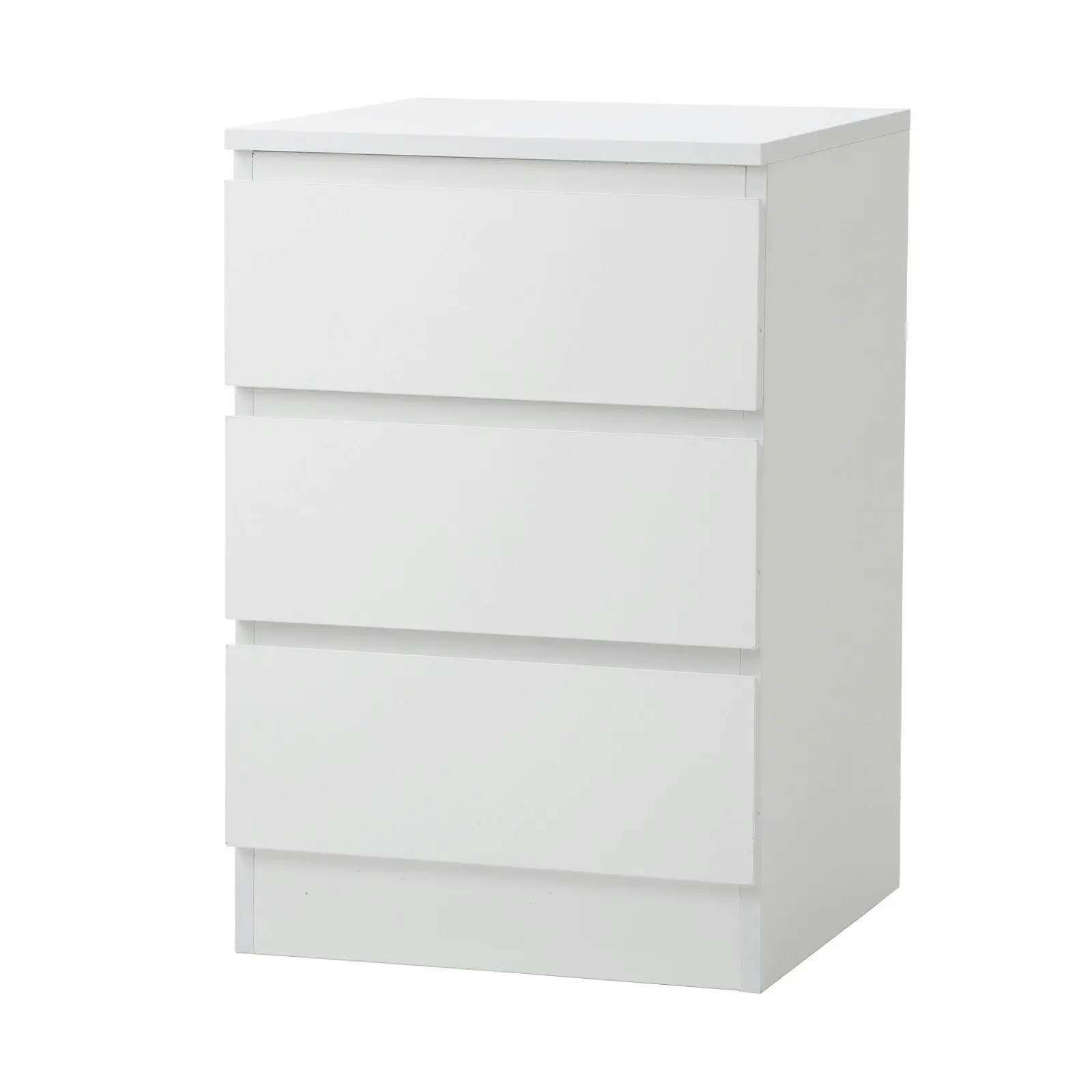 Oikiture Bedside Table 3 Drawers Side Tables Storage Cabinet Nightstand White