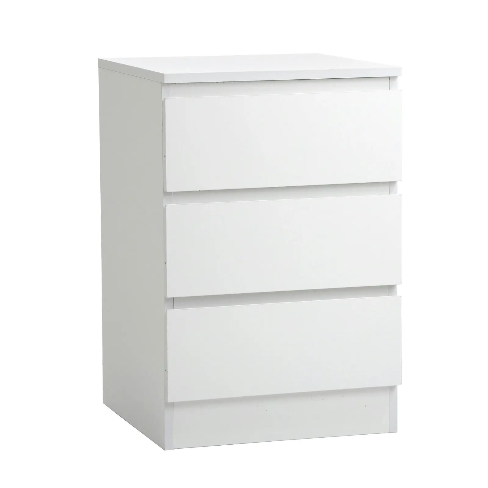 Oikiture Bedside Table 3 Drawers Side Tables Storage Cabinet Nightstand White