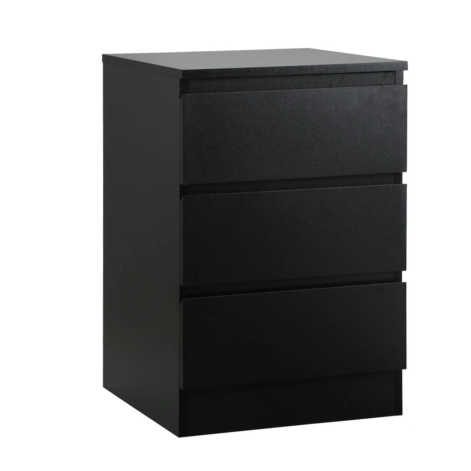 Oikiture Bedside Table 3 Drawers Side Tables Storage Cabinet Nightstand Black