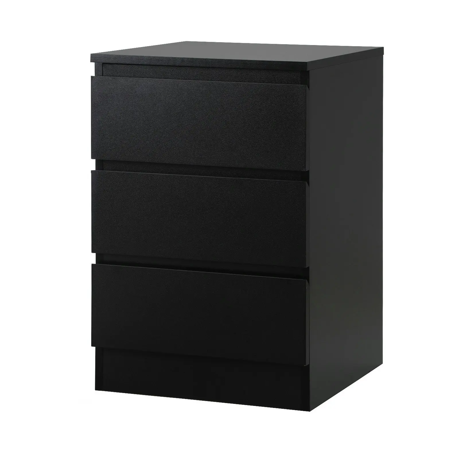 Oikiture Bedside Table 3 Drawers Side Tables Storage Cabinet Nightstand Black