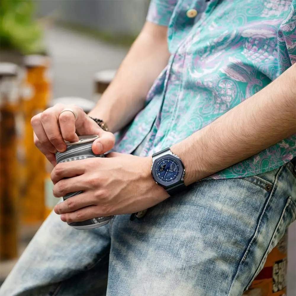 G-Shock GM2100N-2A Blue Metal Covered 'CasiOak'